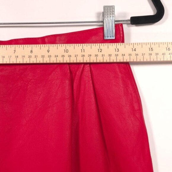Vintage JFS SIGNATURE GENUINE LEATHER Red Lined Midi Skirt Women's Size 8 - Picture 5 of 9